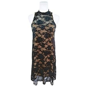 Love, Fire Black Nude Lace Mini Dress S Sleeveless Cocktail Date Night Dress